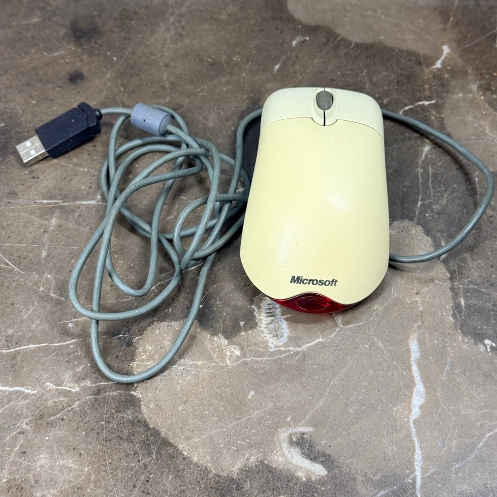 Microsoft Wheel Mouse Optical USB Wired Vintage X08-71118 Off-White Retro Tech